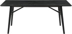 Armen Living Channell Mid Century Modern 6 Piece Black Wood Dining Table Set with Bench in Charcoal Fabric