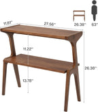 Tribesigns Solid Wood End Table, 2-Tier Farmhouse Side Table with Storage Shelves, Slim Side Table for Couch with Unique Legs, Long Bedside Table for Bedroom, Living Room, Rustic Brown