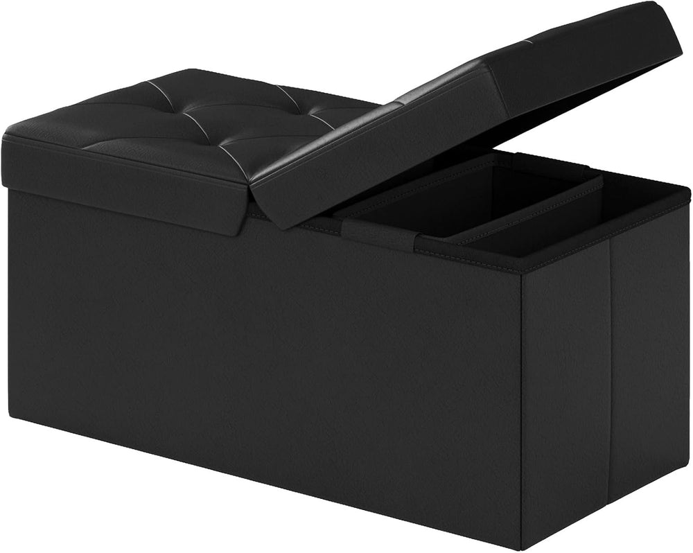 30 Inches Folding Storage Ottoman Bench with Flipping Lid