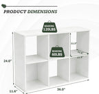 6-Cube Storage Organizer Shelf, Open Cube Bookshelf, Reversible Bookcase, Modern Sturdy Storage for Living Room, Bedroom, Entryway, Home Office, White