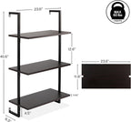 happimess MSH1000A Madera 40.55" Classic Industrial 3-Shelf Wood Wall-Mounted Open Ladder Bookcase with Metal Frame, Black