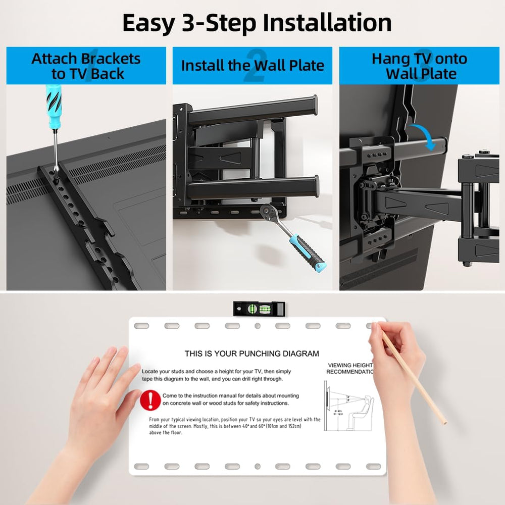 HOME VISION Full Motion TV Wall Mount for 32-85 inch TVs up to 132lbs | Max V...