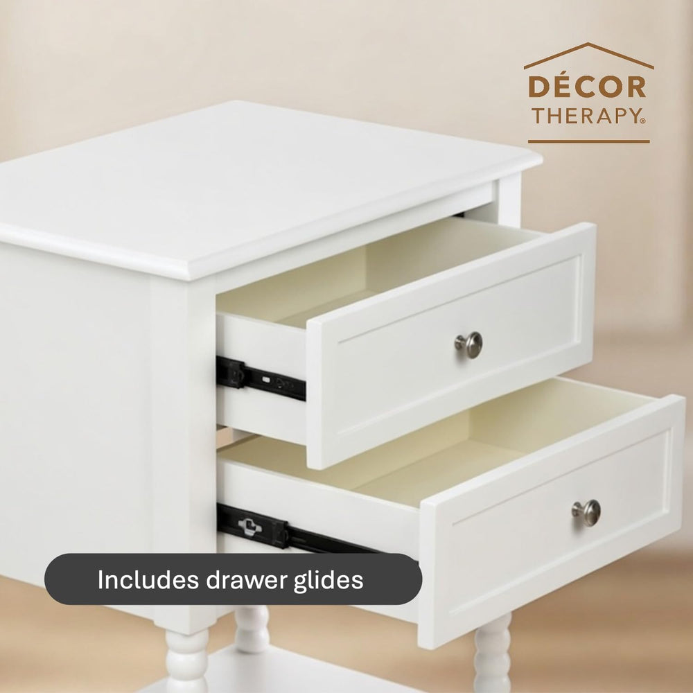 Decor Therapy Preston Two Drawer Side Table, Traditional Side Table with Dual...