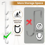 Over The Door Hooks, Metal Door Hooks for Hanging, Over The Door Purse Organizer for Coat Hanger, Back of Shower Door for Hanging Towel Rack Clothes, Hat, Bathroom, Closet (White-3Packs)
