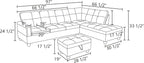 L-Shaped Sectional Sofa with Ottoman, Right-Facing Modern Microfiber Couch for Living Room, Bedroom, Office, Dark-Blue