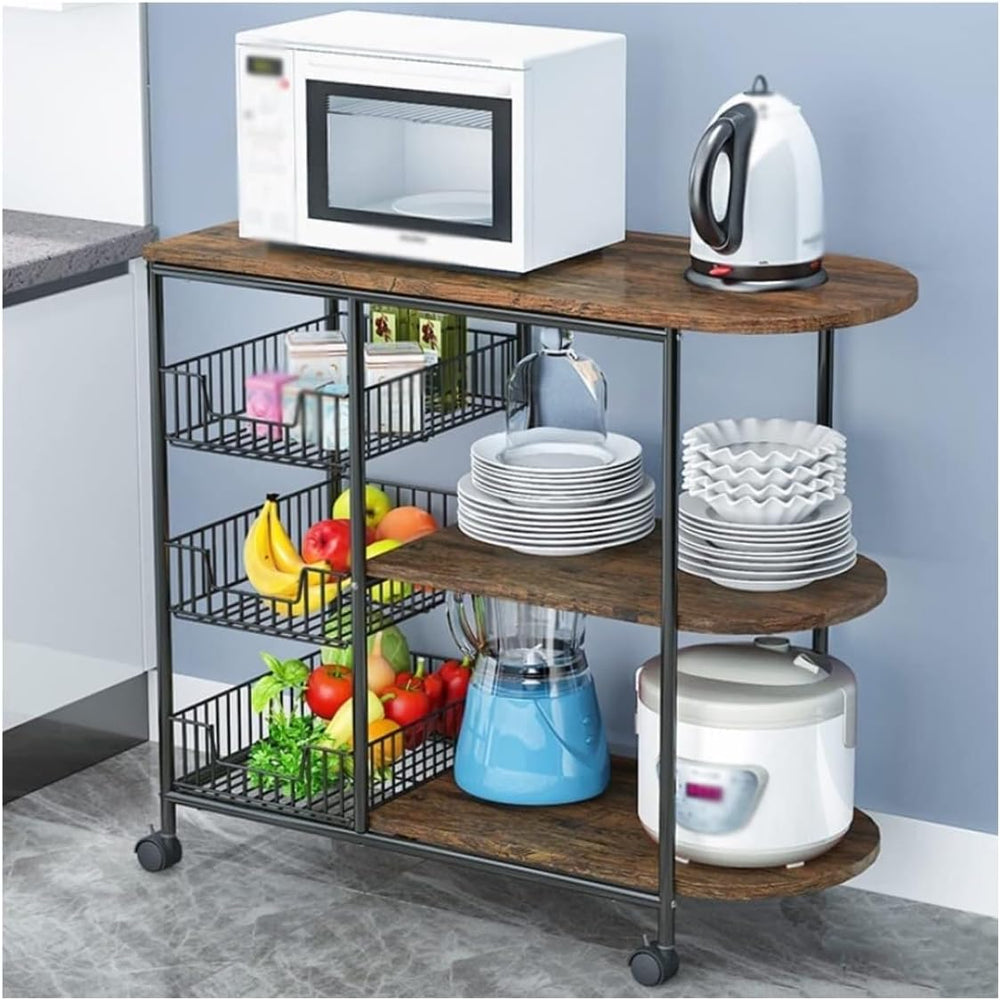 Microwave Stand with Wheels - 3 Tier Kitchen Storage Rack for Microwave Oven,...