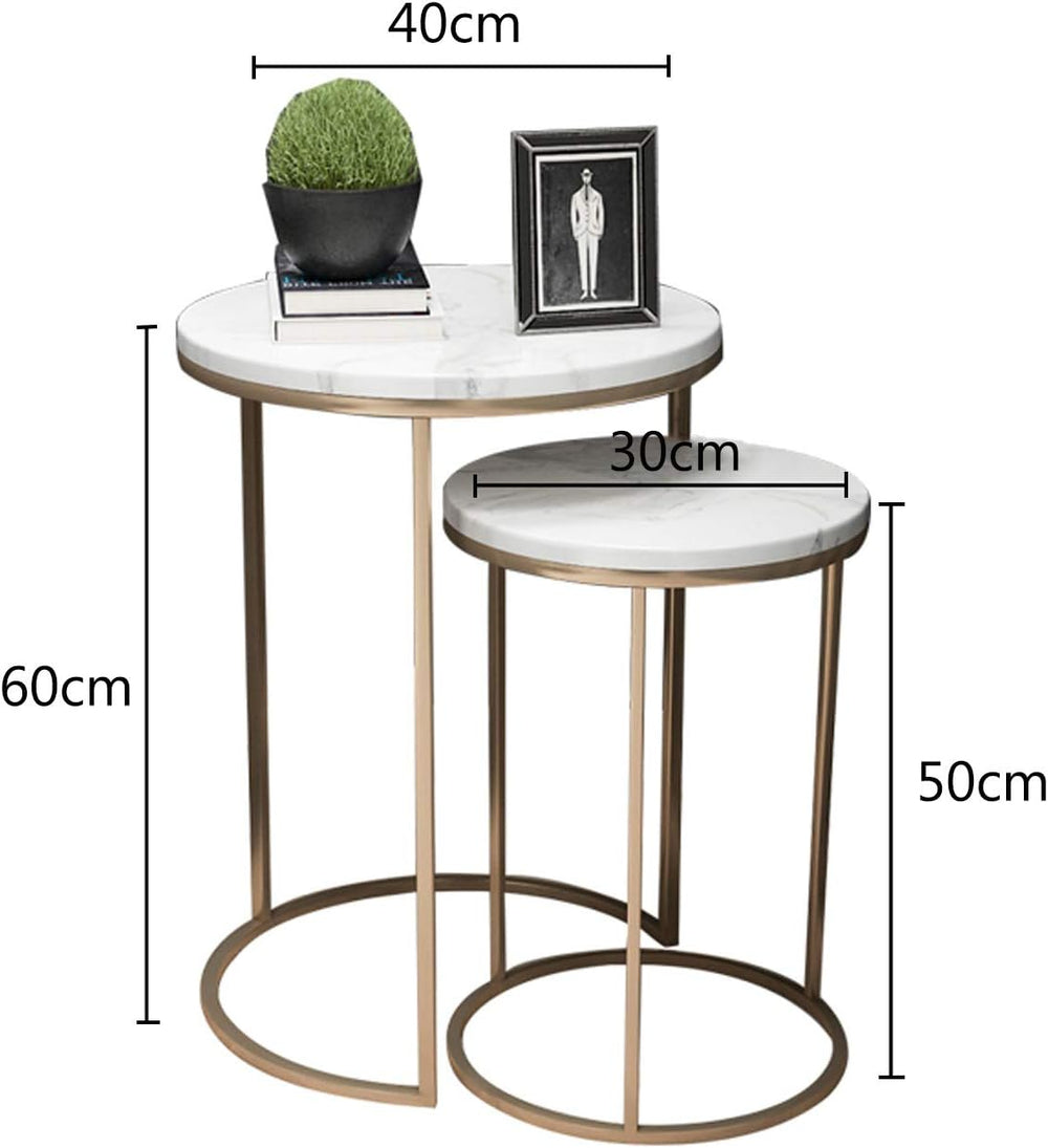 Nordic Round Nesting Tables,Marble Stackable Coffee Table,Cocktail End/Side T...