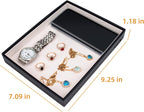 SANQIANWAN Leather Jewelry Organizer Trays Velvet Liner Storage Drawer Display Case Stackable Trays for Necklace,Rings and Earring (Black4)