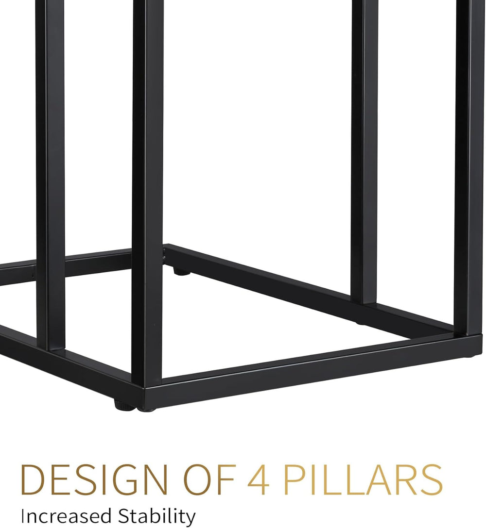 C Shaped Side Table Set of 2, Skinny Sofa Table for Sofa and Bed, Couch Table...