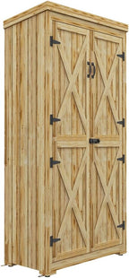 Wooden Garden Storage Shed with Waterproof Galvanized Roof and Lockable Door for Outdoor Tool and Toy Organization