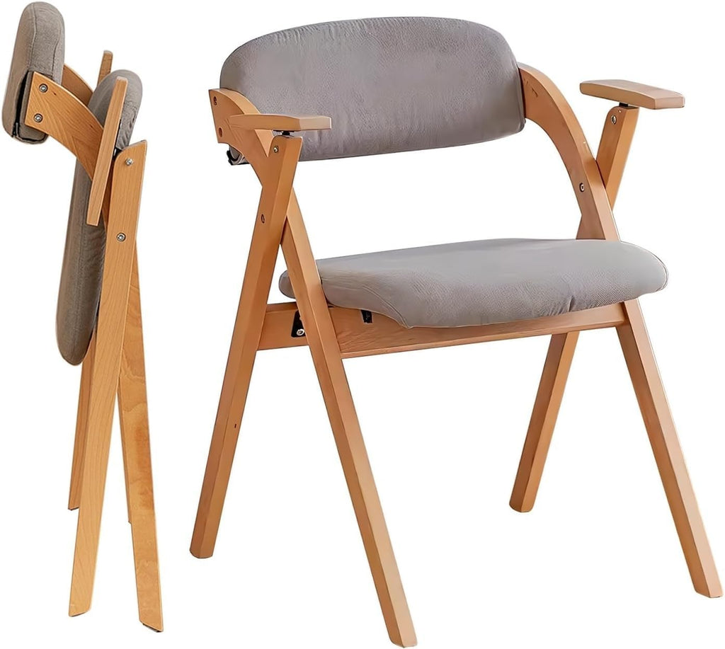 Foldable Chairs with Padded Seats and Solid Wood Frame for Dining Room, Living Meeting