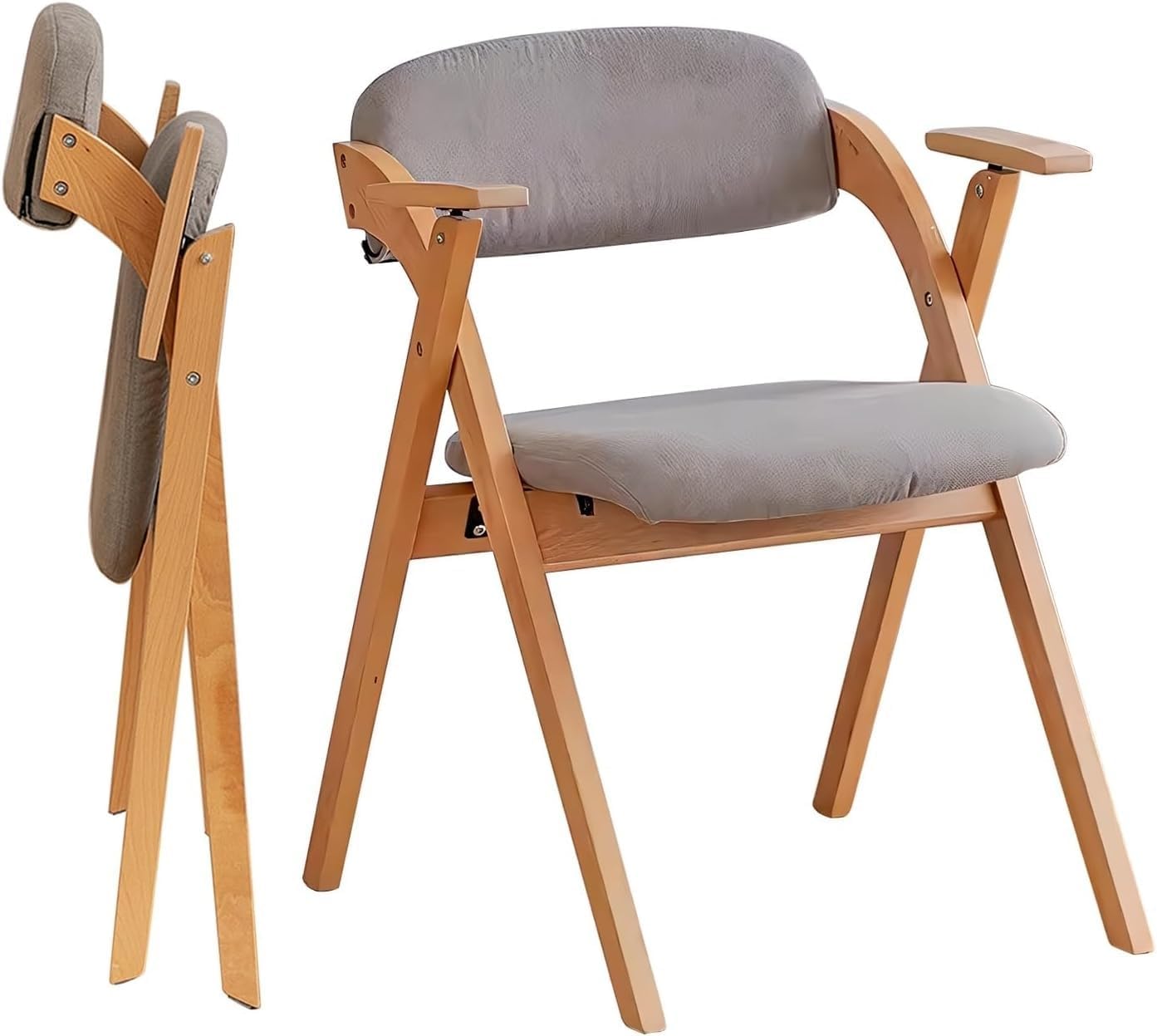 Foldable Chairs with Padded Seats and Solid Wood Frame for Dining Room, Living Meeting
