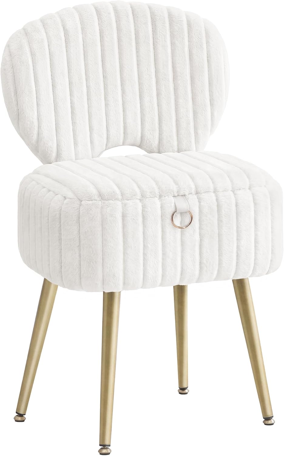 SONGMICS Vanity Chair, Makeup Stool with Folding Backrest | Plush Padded Dres...