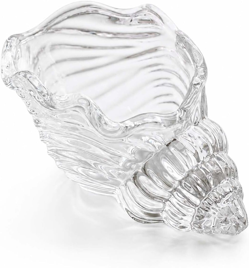 Glass Conch Shell Jewelry Dish Tray| Shell Trinket Dish Ring Earring Holder| Ocean Coastal Decorative Trinket Plate for Rings Earrings Necklaces Bracelet|Gift for Women (Transparent)