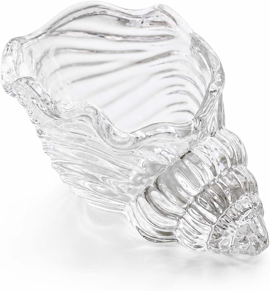 Glass Conch Shell Jewelry Dish Tray| Shell Trinket Dish Ring Earring Holder| Ocean Coastal Decorative Trinket Plate for Rings Earrings Necklaces Bracelet|Gift for Women (Transparent)