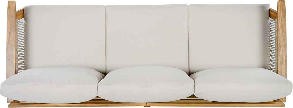 Christopher Knight Home Outdoor 3 Seater Patio Sofa with Acacia Wood Frame an...