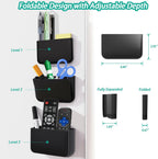 Magnetic Remote Control Holder Wall Mount, 2 Pack TV Remote Holder Wall Mount, Magnetic Pen Holders for Refrigerator, Whiteboard Marker, Locker Organizer, Office Organizer (Black)