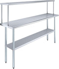 Stainless Steel Work Table with Wide Single Tier Overshelf | Metal Kitchen Prep Table & Shelving Combo (18" x 72" Work Table + 12" Overshelf)