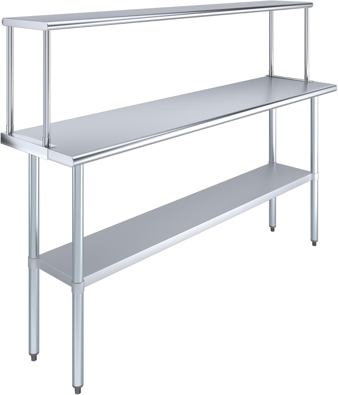 Stainless Steel Work Table with Wide Single Tier Overshelf | Metal Kitchen Prep Table & Shelving Combo (18" x 72" Work Table + 12" Overshelf)