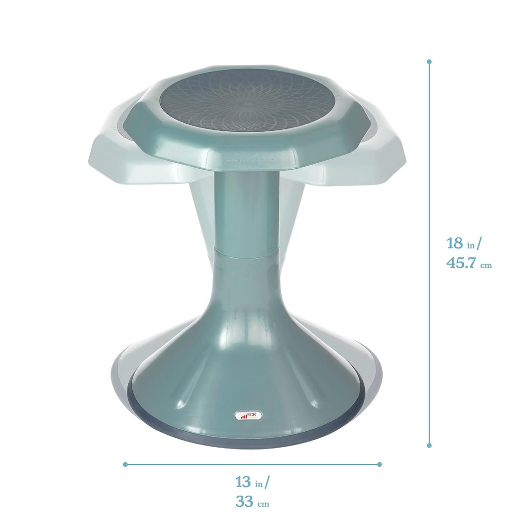 ECR4Kids ACE Active Core Engagement Wobble Stool, 18-Inch Seat Height, Flexible Seating, Seafoam | Durable plastic, GREENGUARD Gold Certified, 13 years +, 220 lb capacity, fully assembled, flexible seating for classroom use