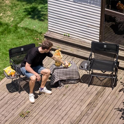 EVER ADVANCED Camping Directors' Chair with Side Table, Portable Folding ...