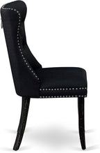NKDA9-SBB-24-9-pc Dining Room Set Consists of a Rectangular Table and 8 Black Polyester Fabric Dining Chairs with Button Tufted Chair Back - Sand Blasting Black Finish.