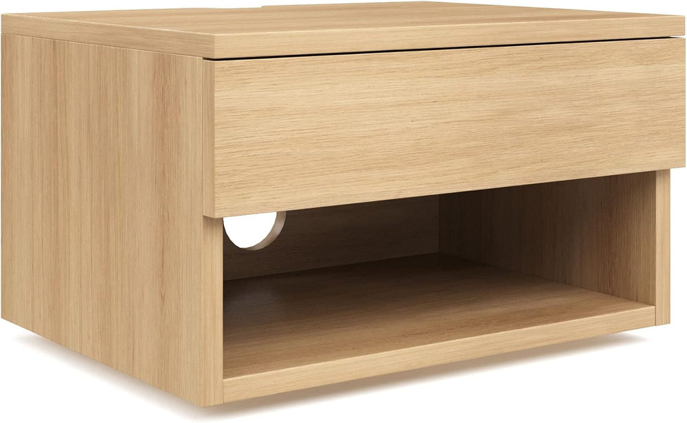 Nathan James Jackson Wall Mounted Floating Bedroom Nightstand with Storage Dr...