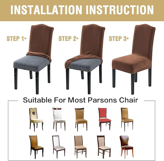 H.VERSAILTEX Velvet Dining Chair Covers Stretch Chair Covers for Dining Room ...