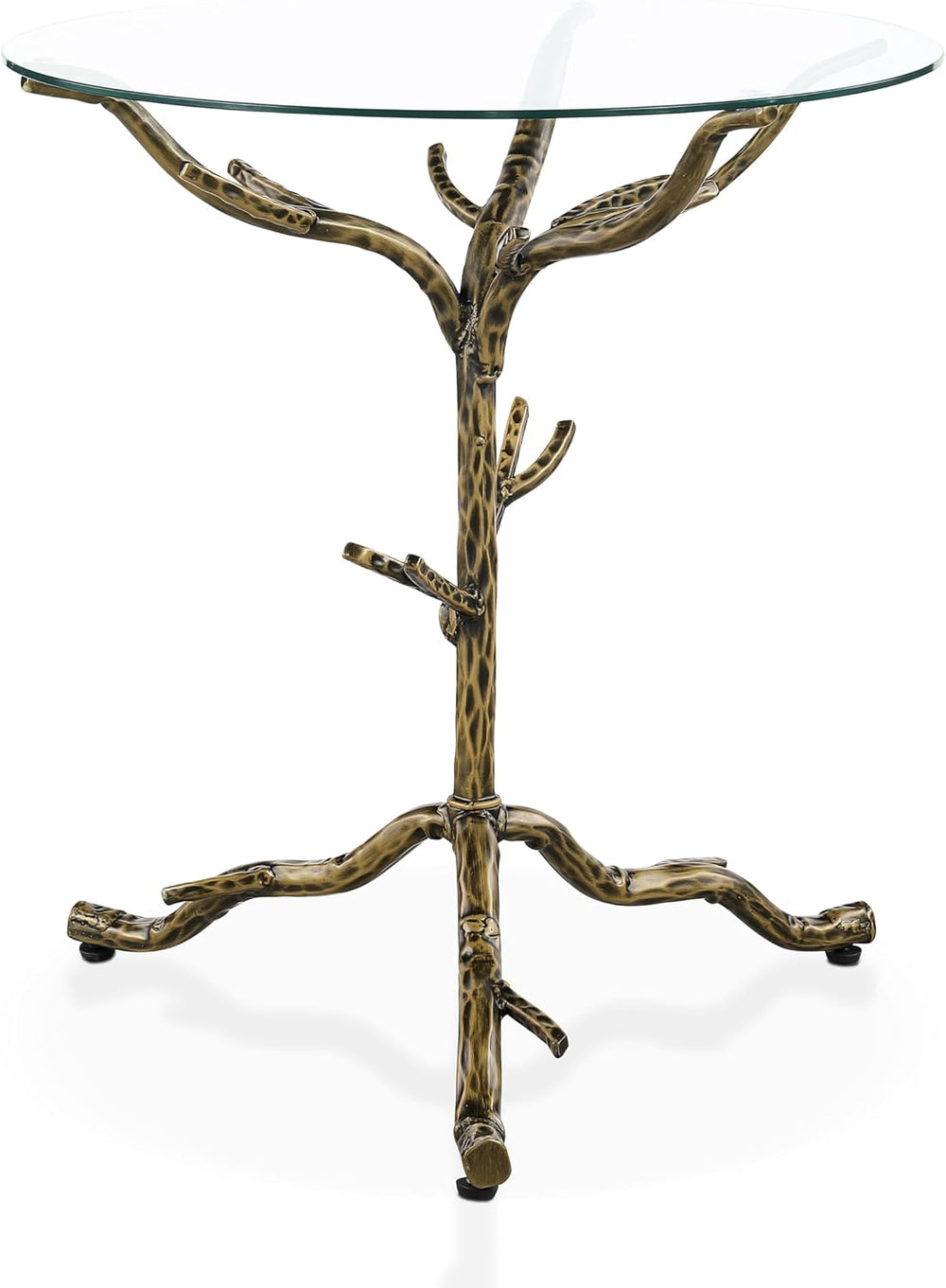 24/7 Shop at Home Lalia Modern Round End Table with Nature-Inspired Branch Ba...