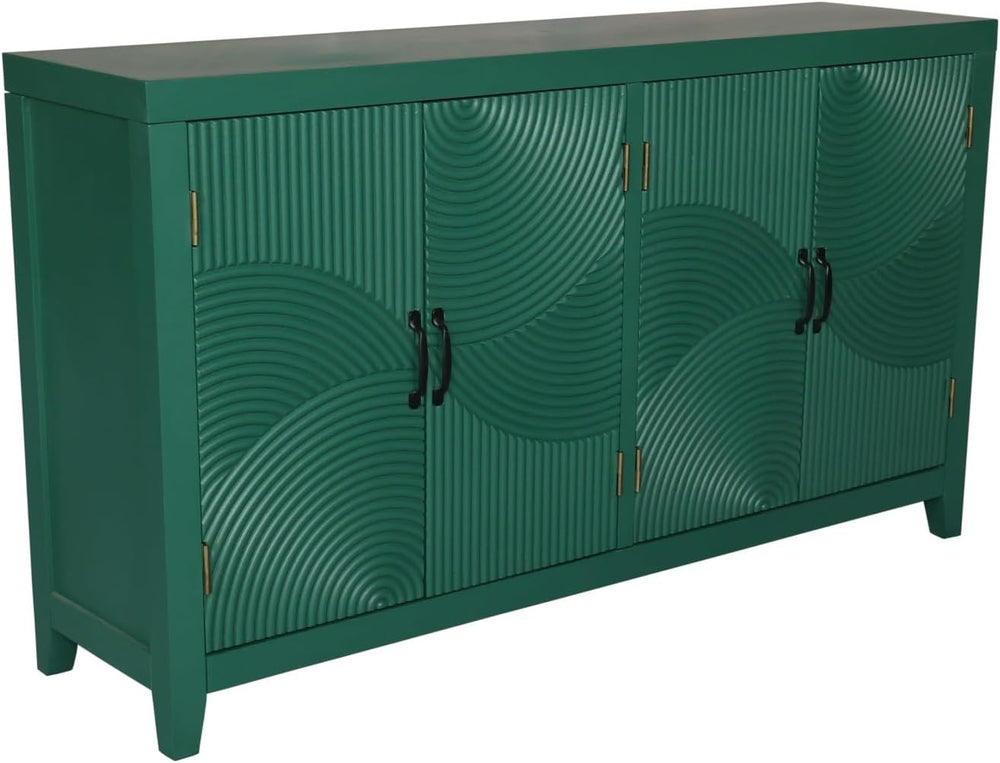 Farmhouse Accent Cabinet with 4 Doors, Mid Century Modern Pantry Cabinet, foe...