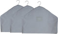 Organic Cotton Shoulder Covers for Hanging Clothes, Set of 3 | Dust Covers for Jackets, Coats and Dresses, Clothing Shoulder Covers For Closet, Certified Carbon Neutral, Gray
