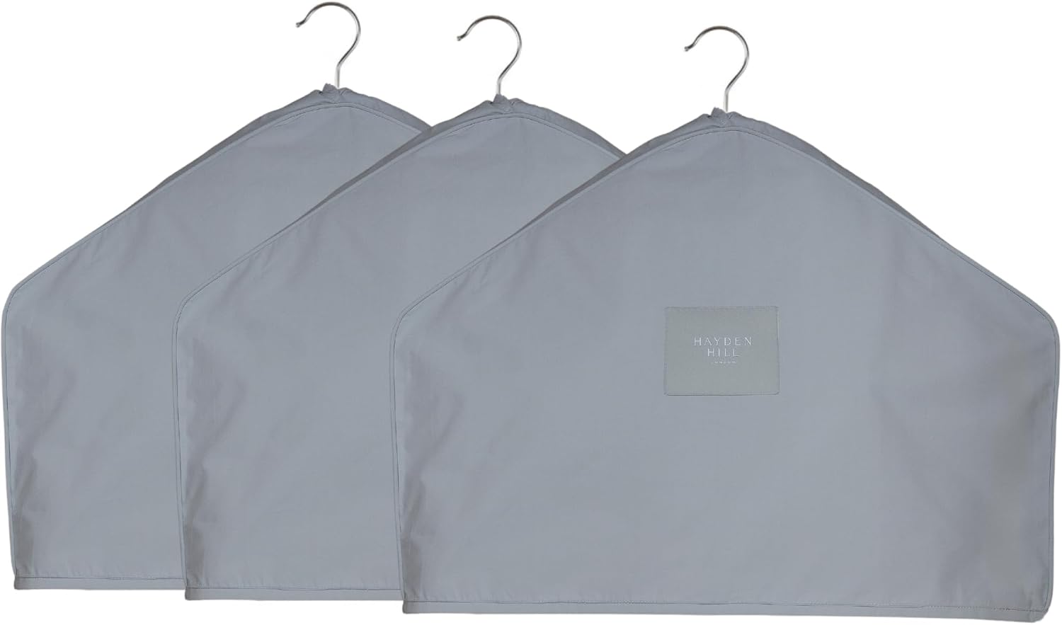 Organic Cotton Shoulder Covers for Hanging Clothes, Set of 3 | Dust Covers for Jackets, Coats and Dresses, Clothing Shoulder Covers For Closet, Certified Carbon Neutral, Gray