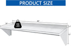 HARDURA Stainless Steel Shelf 14" x 60", 350lb Commercial Shelves Wall Mount Metal Shelving with Backsplash and Brackets for Kitchen, Restaurant, Laundry Room and Home
