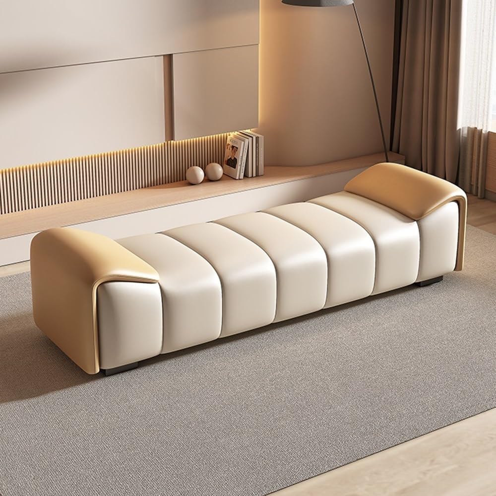 Modern Leather Bed End Stool Modern Bedroom Bedside Cloakroom Long Bench Shoe...