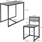 GIANTEX Bar Table Set 3-Piece Dining Table with 2 Chairs, Dining Room Set, Small Kitchen Table Set for 2 People, Dining Room Table, Bistro Table Set, Kitchen Bar Seating Set (Grey)