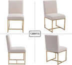 CIMOTA Modern Dining Chairs Set of 6, Upholstered Dining Room Chairs Armless Guest Side Chair with Gold Base for Dining Room/Kitchen, Beige, 6PCS