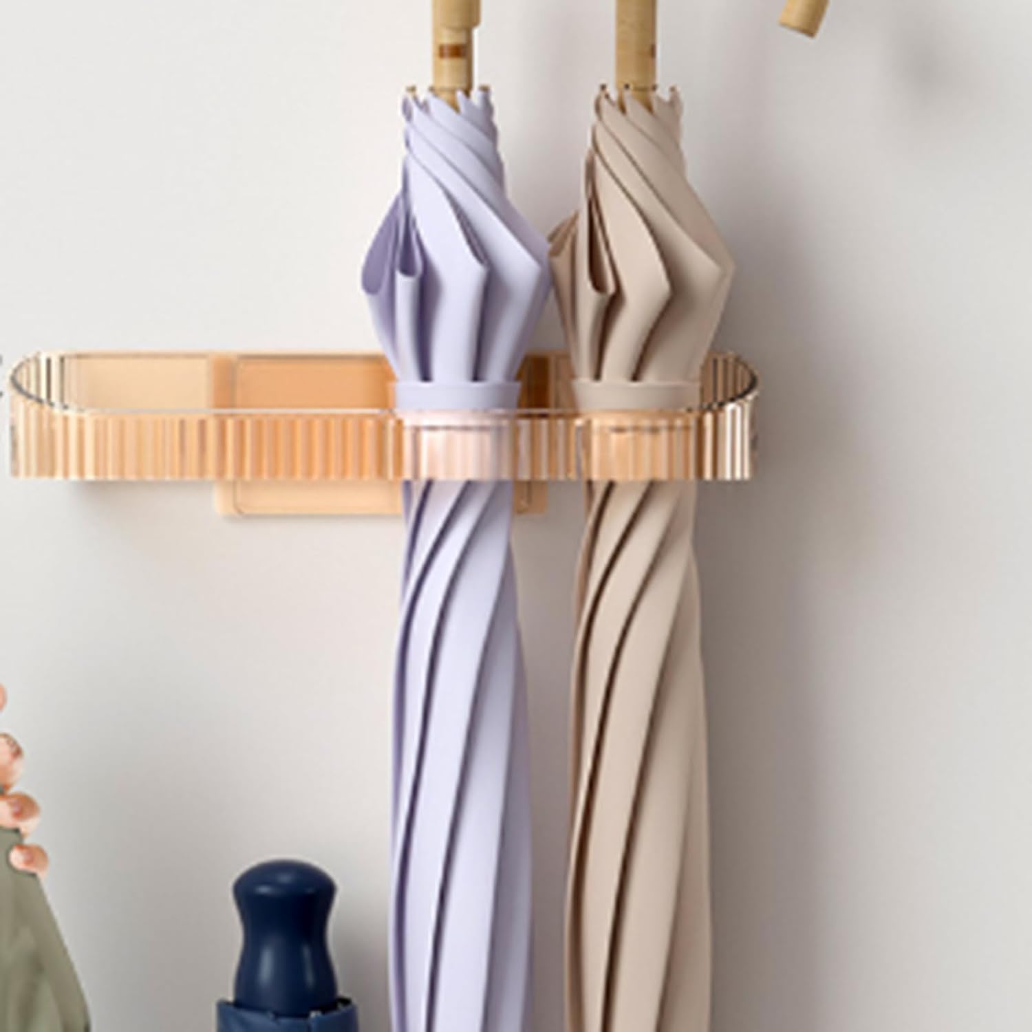Umbrella Stand Holder, Wall Mounted Space Saving Umbrella Storage Drain Rack Heavy Duty Metal Construction Holder for Home Use in Hallway Doorway