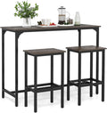 COSTWAY 3-Piece Dining Table Set, 47.5" Industrial Counter-Height Kitchen Table and 2 Bar Stools, High Top Rectangular Pub Table and Chairs for Dining Room Small Place Breakfast Nook Bistro (Grey) | w/ 2 Bar Stools, High Top Rectangular Pub Table and