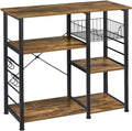 Yaheetech 4-Tier Bakers Rack,Microwave Stand for Coffee Bar,Rustic Brown | Metal Coffee Station, Kitchen Racks Shelf with Storage,Wire Basket, Hooks,Adjustable Feet for Kitchenette,Small Apartment