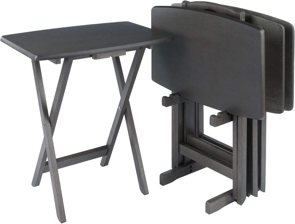 HomeStock 5-Piece Snack Table Set - Oyster Gray Dining Table & Chairs