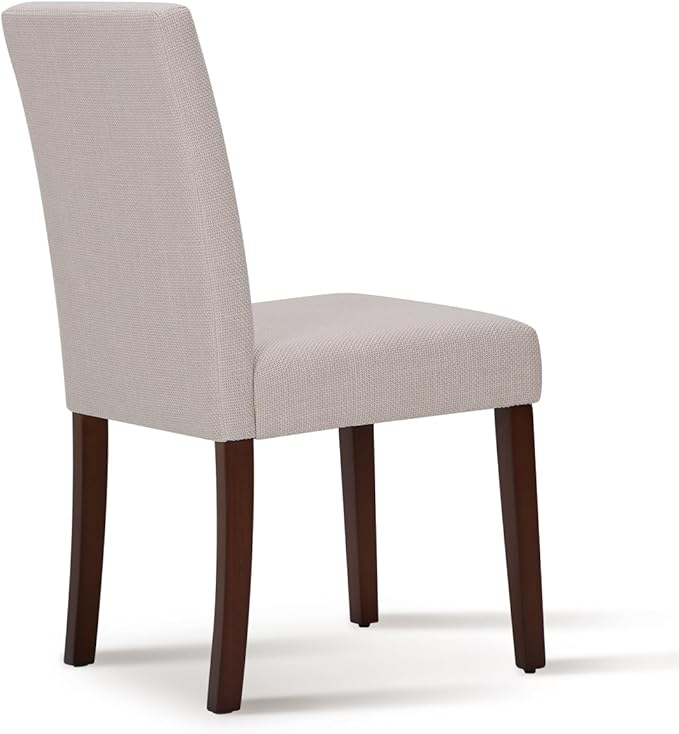 Upholstered Dining Chairs Set of 4 - Line Fabric Modern Farmhouse Kitchen Chairs,Mid-Back Dining Room Chairs with Wooden Legs