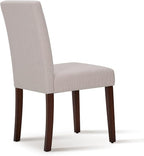 Upholstered Dining Chairs Set of 6 - Line Fabric Modern Farmhouse Kitchen Chairs,Mid-Back Dining Room Chairs with Wooden Legs