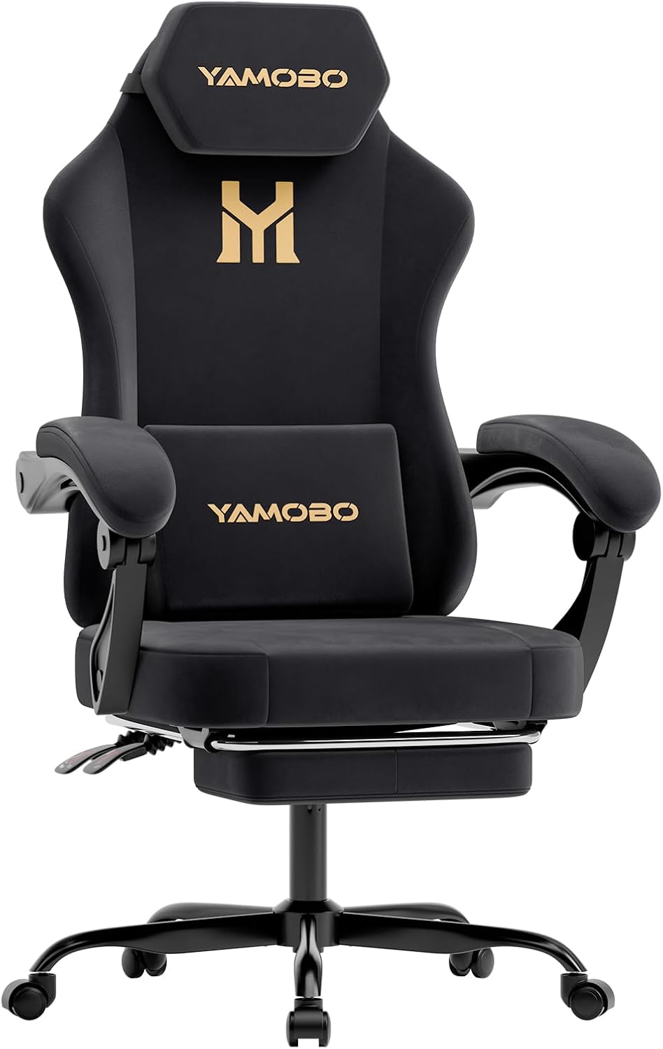 Gaming Chair with Footrest, Game Chair with Lumbar and Headrest Massage Suppo...