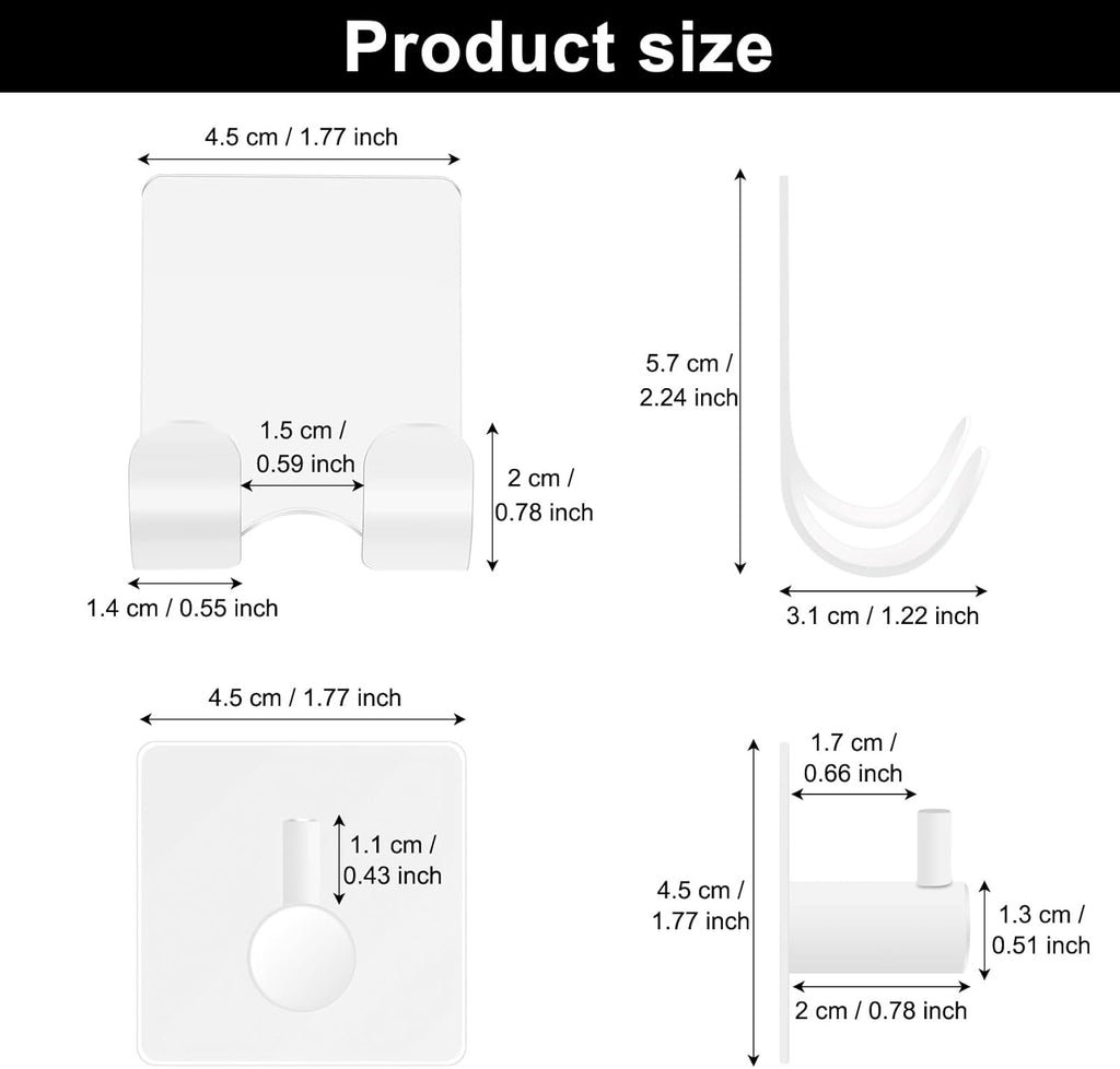 CGBE Razor Holder for Shower, 4 Packs Shaver Holder and 4 Packs Shower Hooks, Self Adhesive Damage Free Wall Hooks for Bathroom - White