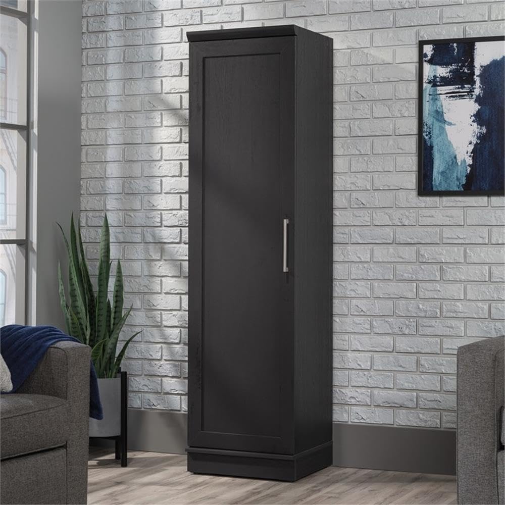 MAKLAINE Engineered Wood Single Door Pantry, 71 in Tall, Raven Oak Finish, Ad...