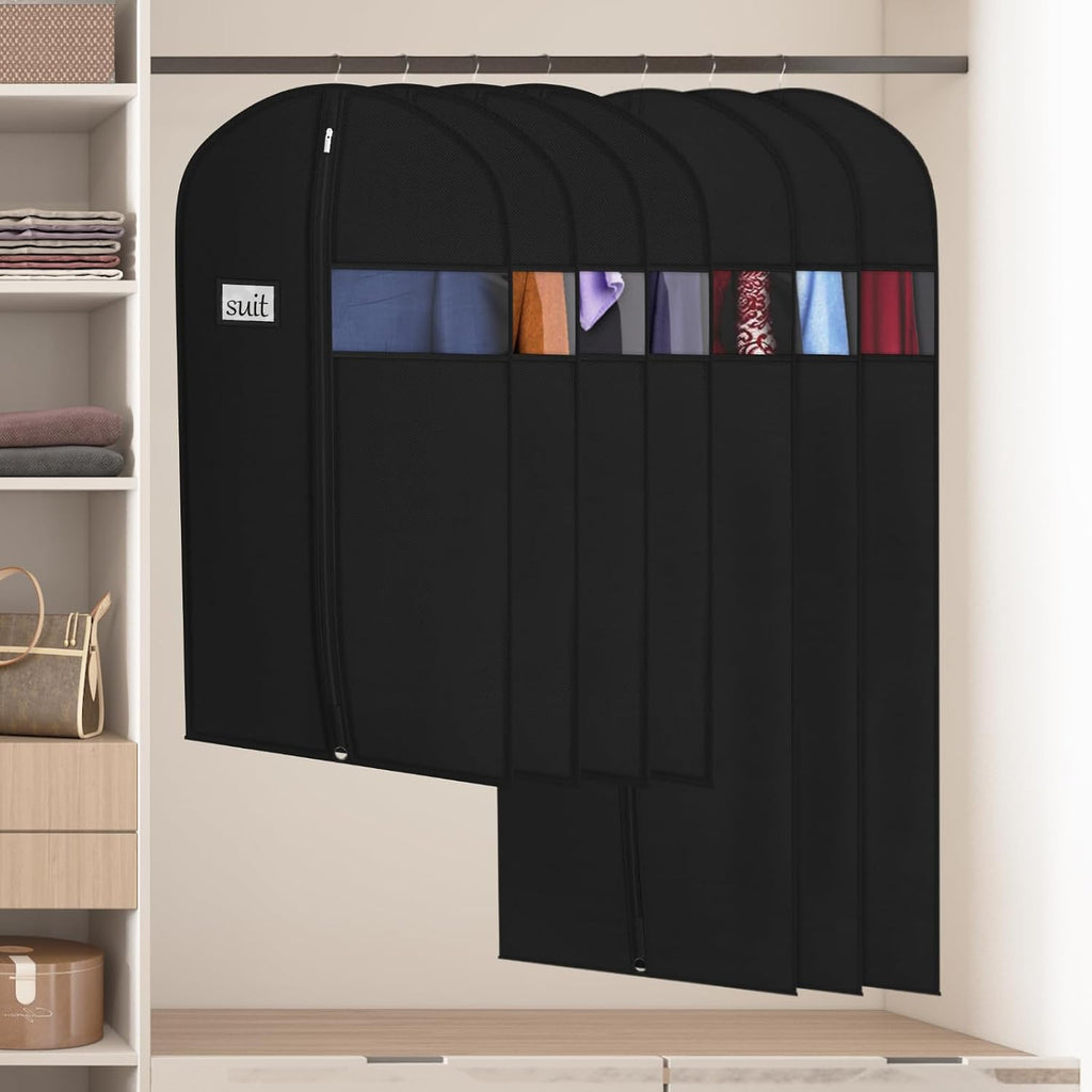 Univivi Suit Bags Garment Bag for Men Storage, 40 Inch, 10 Pack | Breathable Garment Bag, Dustproof Suit Travel Bag, Clear Window and ID Card Holder for Suits, Jackets, Shirt and Coat