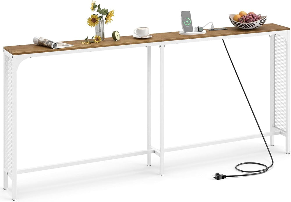 GIANTEX 71" Narrow Console Table with 2 Power Outlets and USB-C Ports | ...
