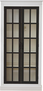 33" D*15.75" W*71.2" H Freestanding Kitchen Pantry with 4 Shelves, Black French Door, Rectangular Kitchen Pantry，for Living Room, Dining Room，White