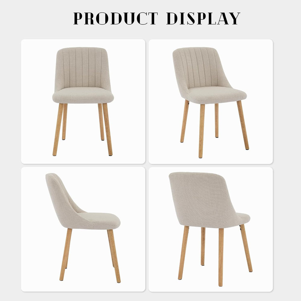 Dining Chairs Set of 6,Modern Fabric Upholstered Kitchen Chairs with Solid Oa...