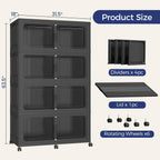 200Gal Stackable Storage Bins with Lid, 800Qt Extra Large Collapsible Storage Box with Wheels, Dividers, Folding Plastic Cabinet Closet Organizers for Home Kitchen Office Dorm, 4Pack Black